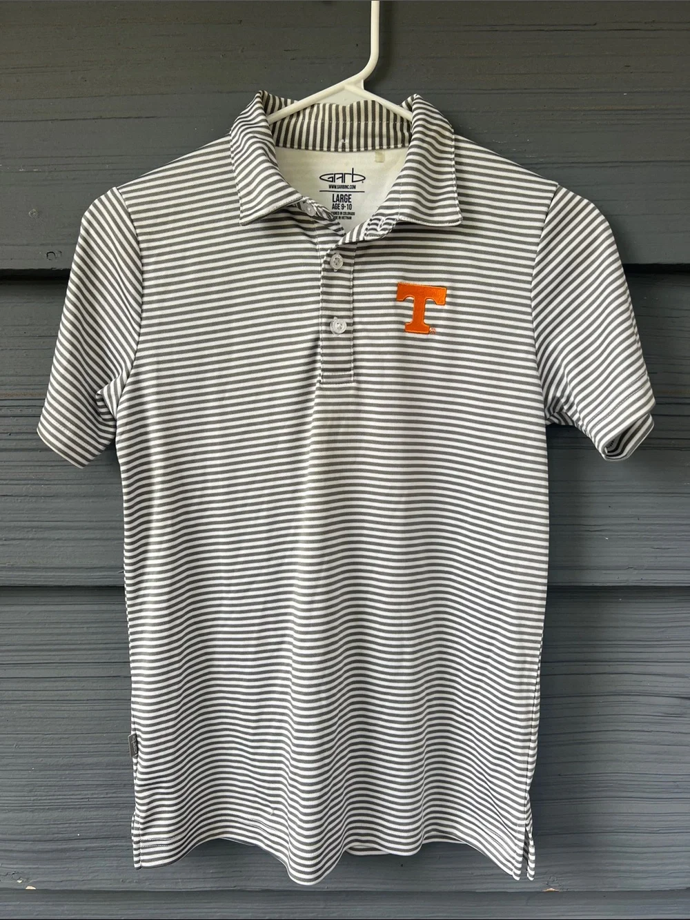 Tennessee Youth Large Gray & White Striped Polo
